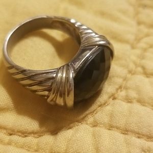Sterling Silver and Black Stone Ring